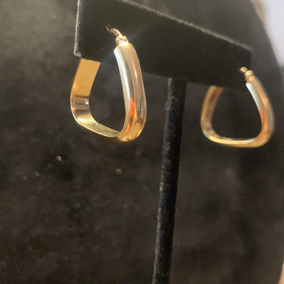 KNIFE EDGE HOOP EARRINGS GOLDEN VERMEIL OVER 925 SILVER - Picture 3 of 11